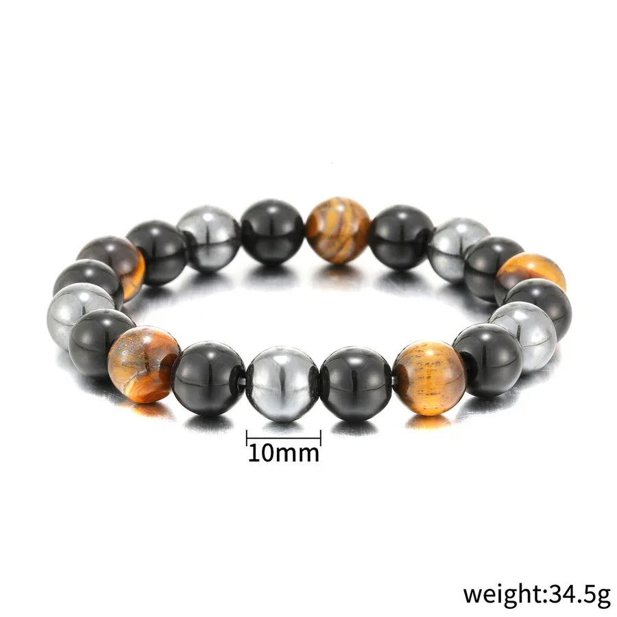 🛡️ Triple Protection "Soul Shield" Magnetic Bracelet: Natural Black Obsidian, Hematite & Tiger Eye – Health, Wealth & Negative Energy Blocker for Men & Women (Pulsera Hombre)