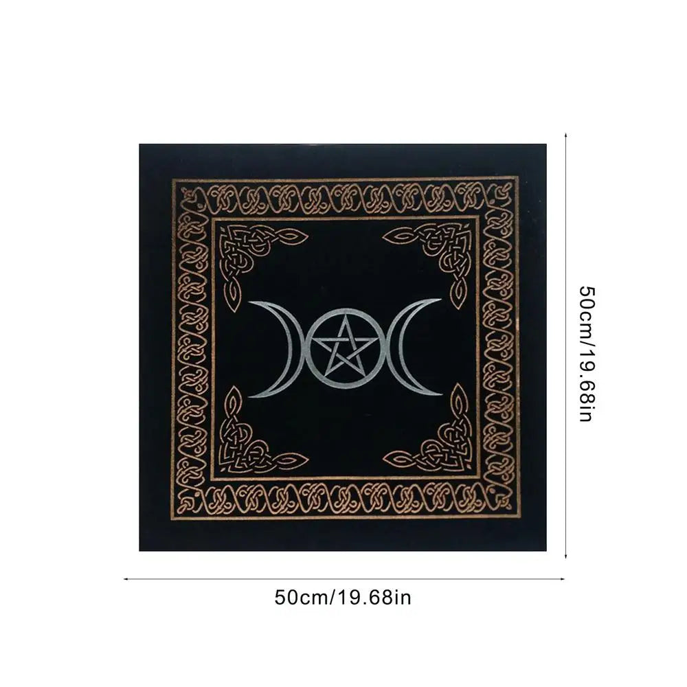 0.5x0.5m Triple Moon Pentacle Pentagram Altar Cloth Divination Astrology Tarot Cards Game Tablecloth Velvet Board Game Pad