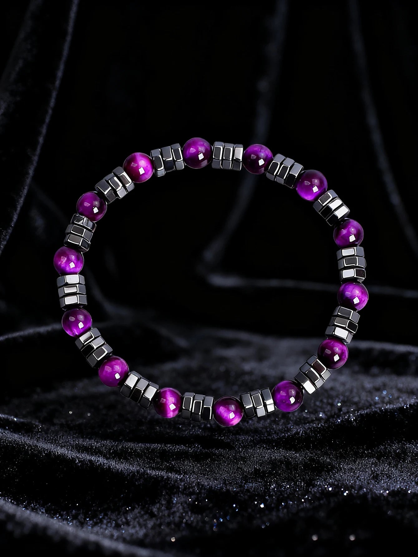 ✨ Hematite & Turquoise Bracelet – Geometric Irregular Natural Stone Beads – Strength, Confidence & Vigour Crystal Jewelry 3
