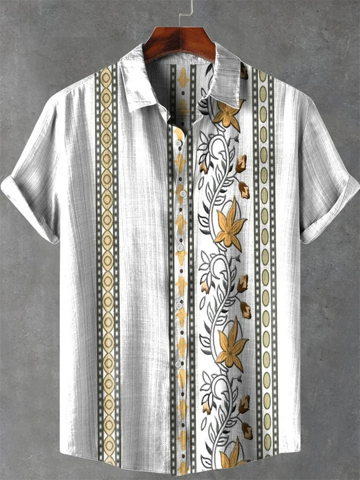 🌿 The Absolute Pure Linen 100%: Men’s Premium Hawaiian Shirt – Short-Sleeve Casual Fashion Print, 100% Organic Flax Linen, Ultra-Breathable Designer Summer Top