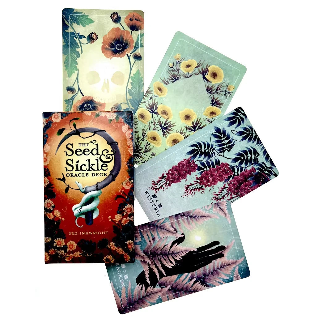 🌿 Seed & Sickle Oracle Deck – 55 Cards | Botanical Oracle Deck Featuring Seasonal Cycles | Dual Guidebooks | High-Quality Matte Finish | For Divination, Meditation, and Family Fun