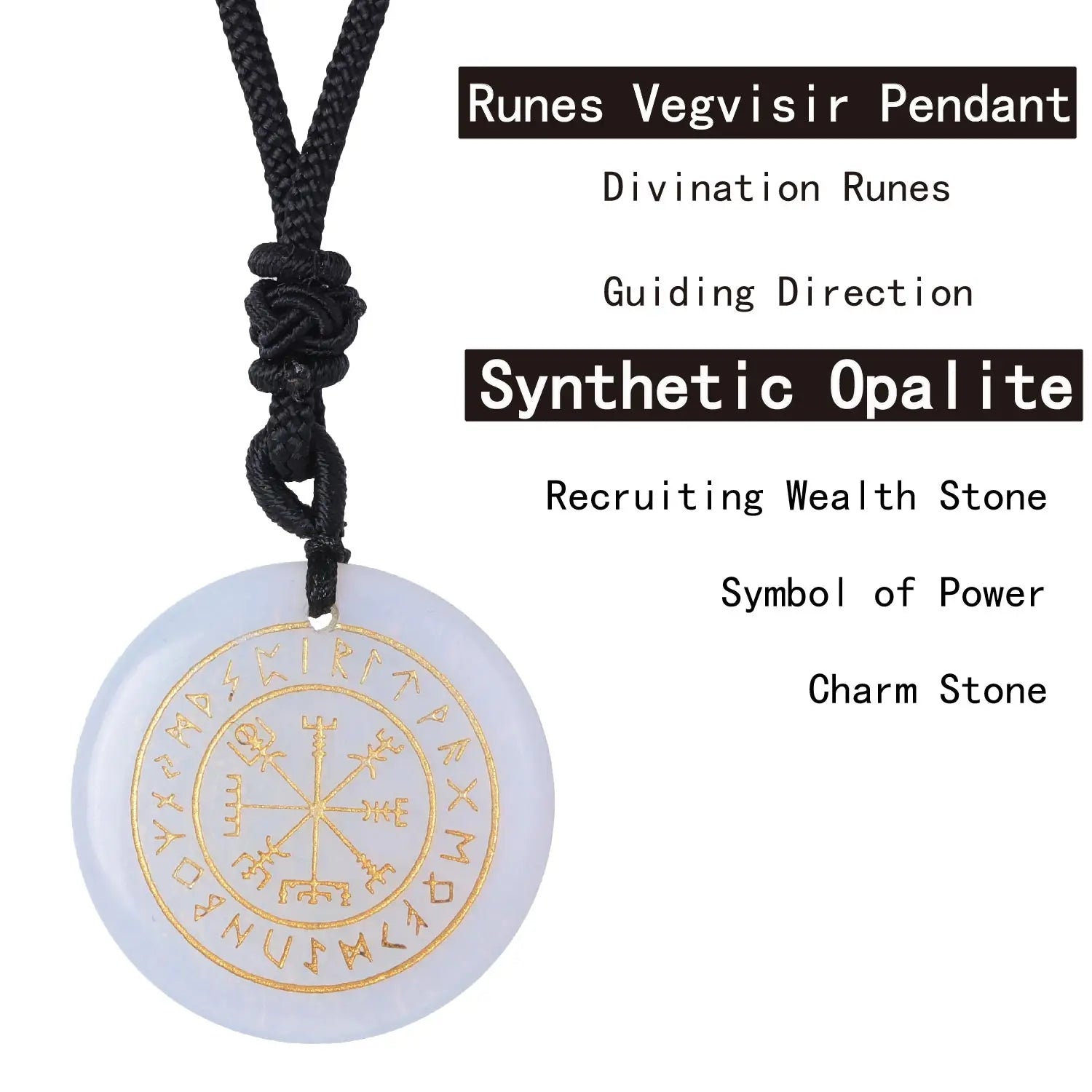 🧭 Natural Crystal Viking Compass Energy Pendant Necklace – Guardian Symbol | Fashion Jewelry for Men & Women SYN Opal