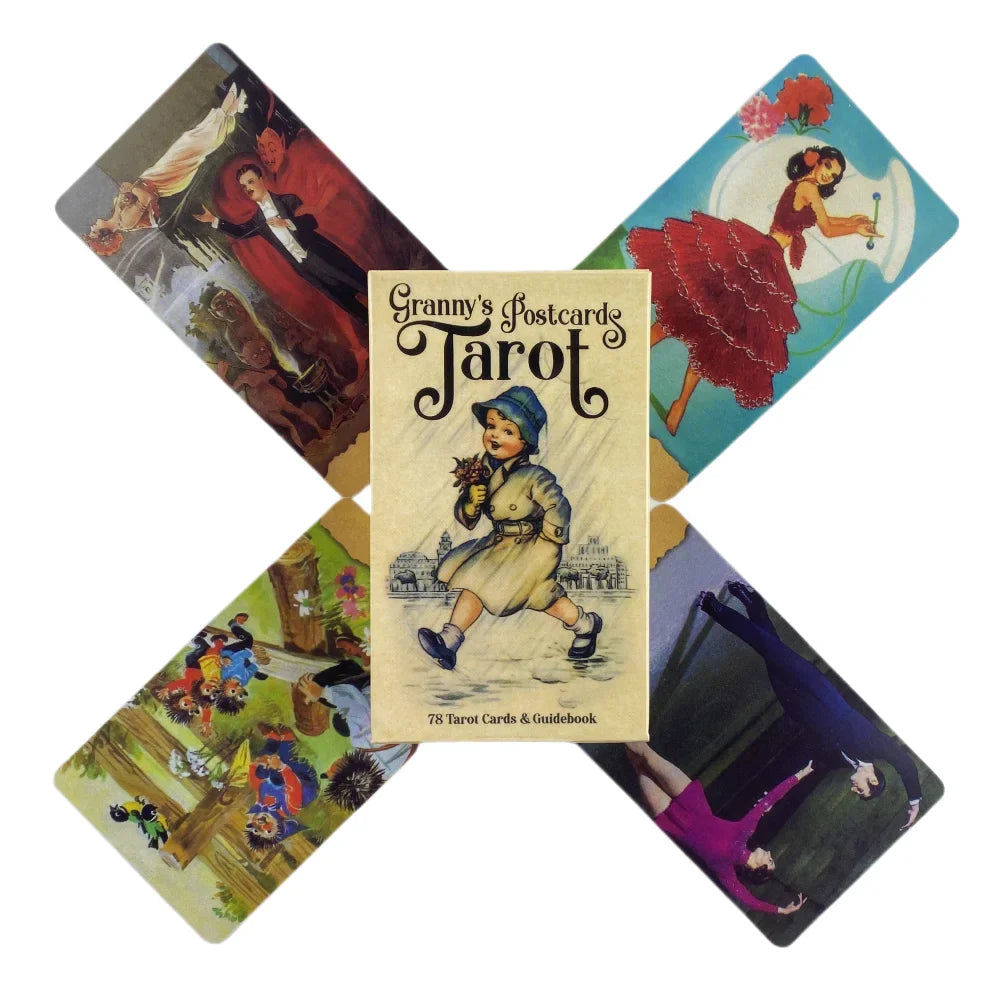 Granny’s Postcards Tarot – 78-Card English Deck by Mykola Taradaiko, Vintage Postcard-Inspired Divination Set for Family Board Games & Collectors