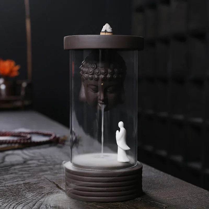 Buddhist Monk Incense Burner – Zen Ceramic Backflow Aromatherapy Holder for Home & Meditation