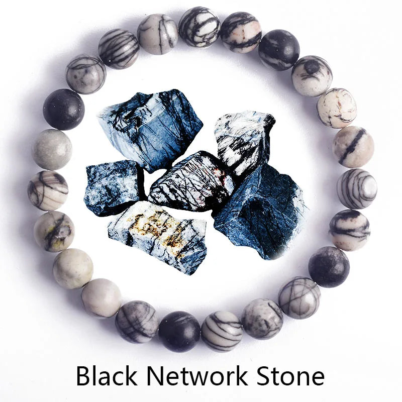 ✨ Natural Stone Protection Bracelet – Dragon Blood Beads, Quartz & Onyx Stretch Jewelry for Men & Women – Healing Reiki & Yoga Energy Bracelet 14 Black Network
