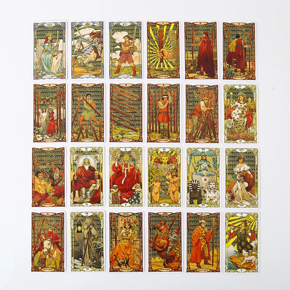 New Hot Tarot Cards – 78-Card Vintage Deck with Green-Plated Edges in Metal Tin Box (10×6 cm) & Paper Manual for Divination Board Games