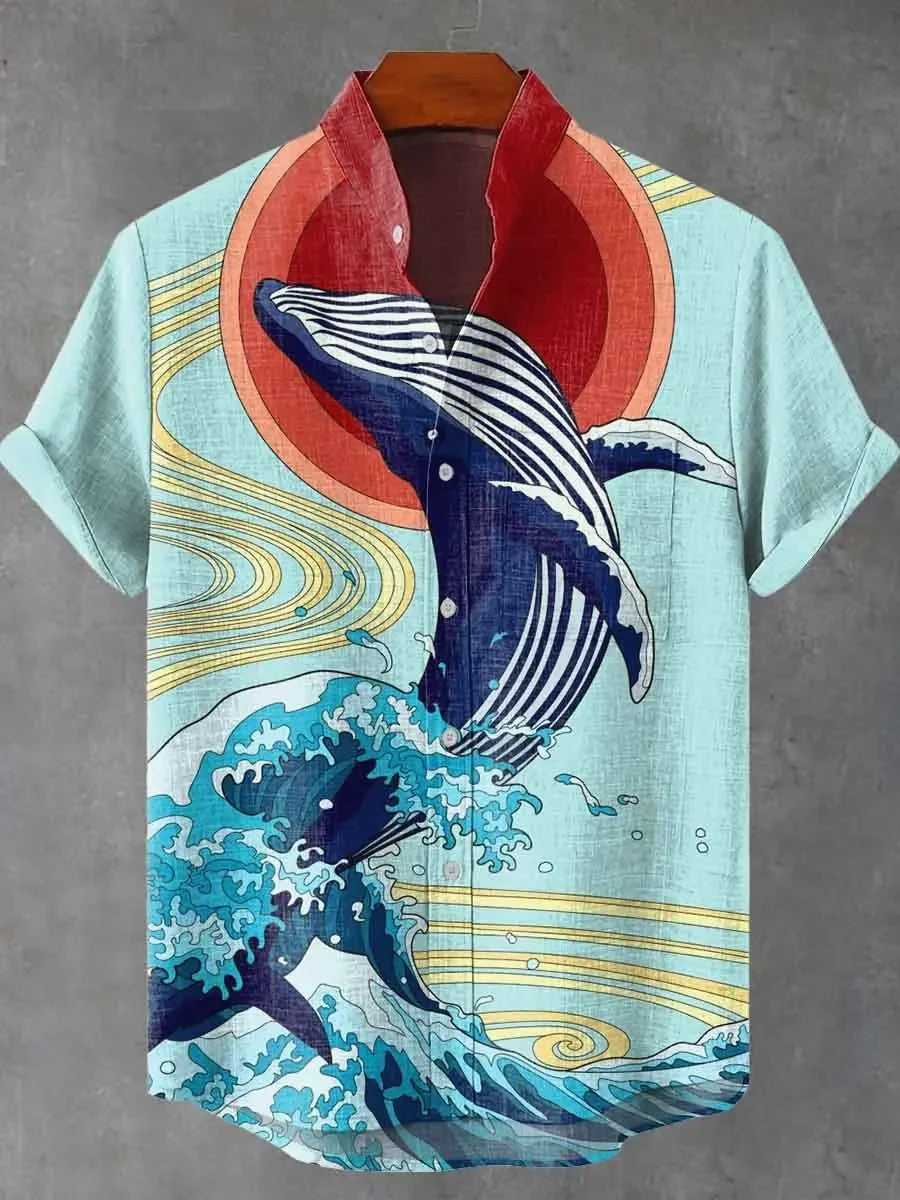 🌅 The Solar Horizon 3D Masterpiece: Premium Men's Casual Short-Sleeve Shirt – High-Definition Sunset Digital Print, Breathable Silk-Touch Fabric, and Sophisticated Modern-Fit Silhouette HZ794