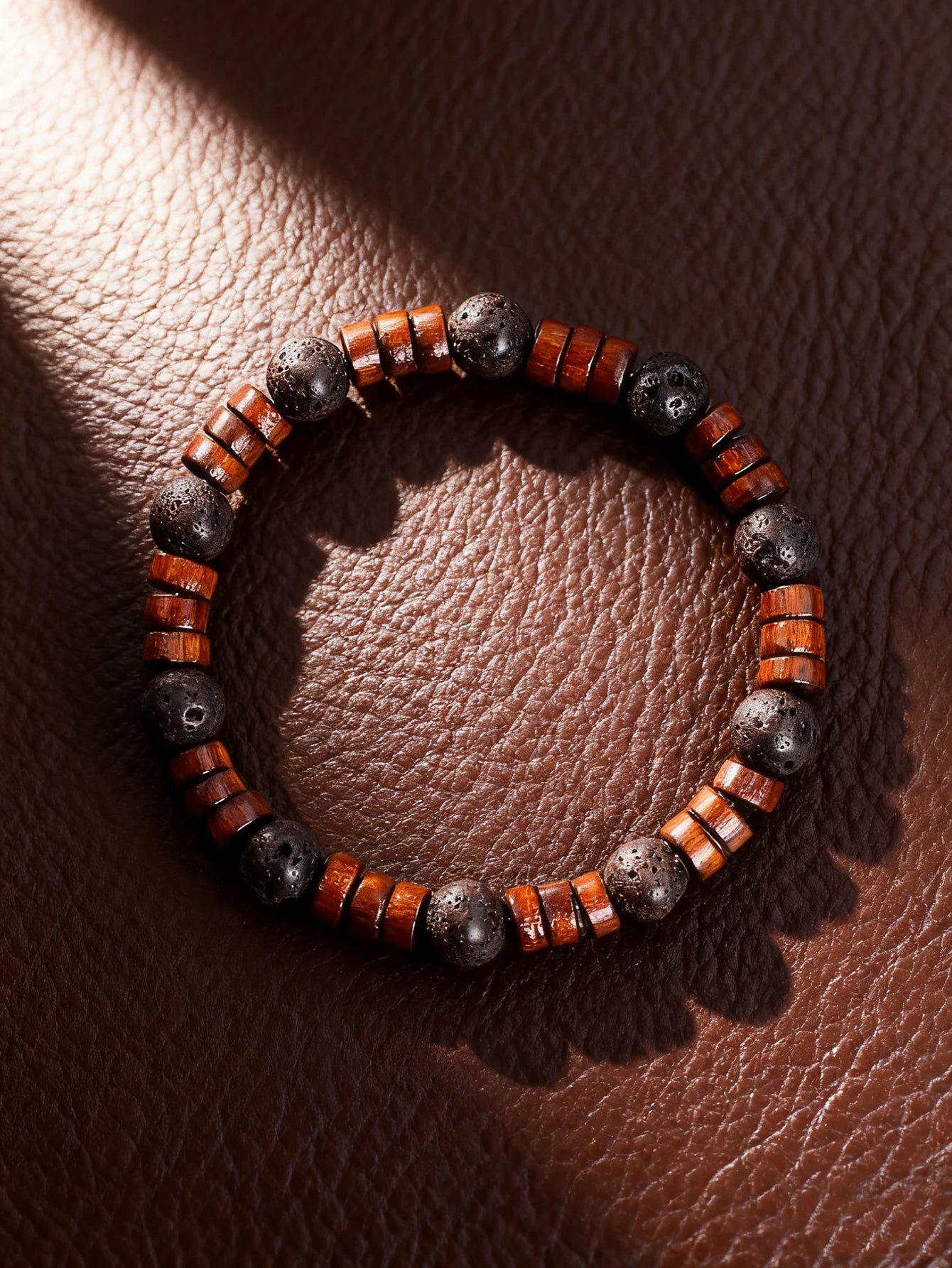 ✨ Natural Volcanic Stone Bracelet for Men – Light Blue Lava Beads & Handmade Retro Wood Beads – Vigour, Protection & Calmness Jewelry 4