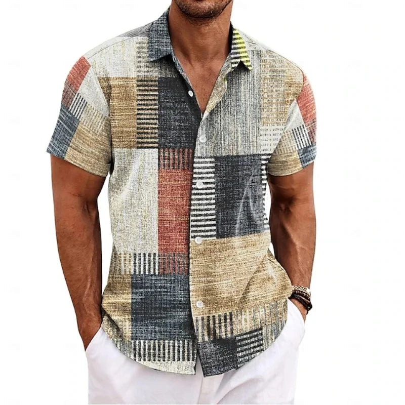 ✨ The Vintage Essence 3D Masterpiece: Premium Men's Soft-Touch Short-Sleeve Button-Up – High-Definition Retro Graphic Print, Breathable Summer Comfort Fabric, and Sophisticated Tailored Silhouette