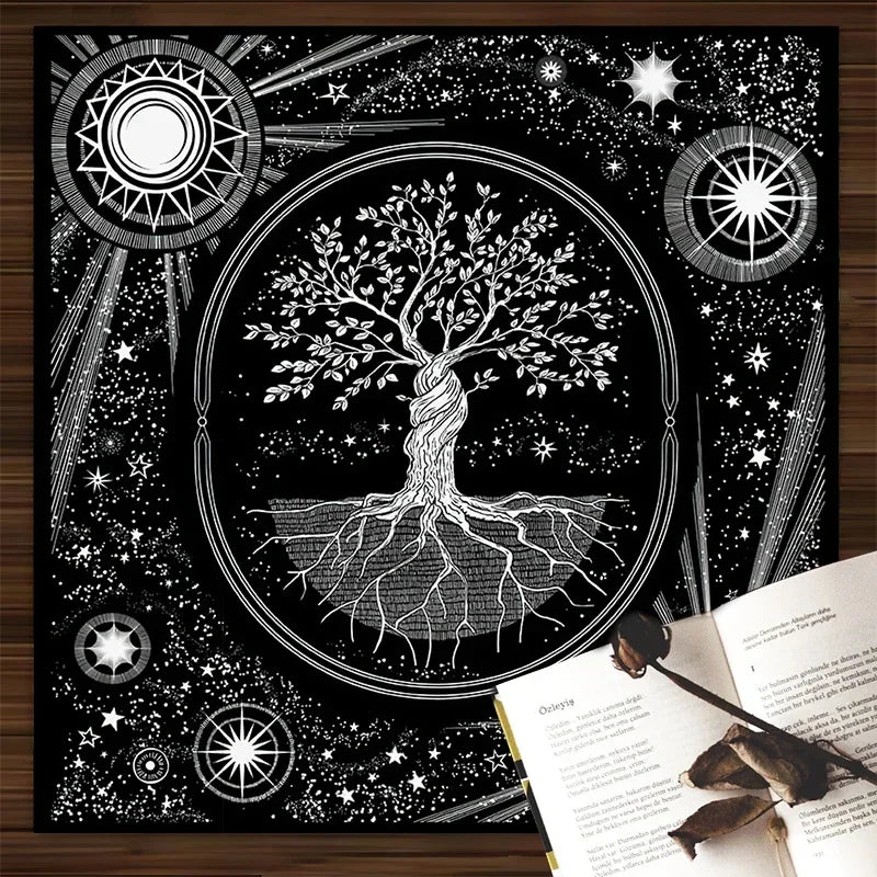 🌳 Tree of Life Tarot Card Tablecloth | Pagan Altar Cloth for Witchcraft, Astrology & Oracle – Home Decor and Pendulum Mat