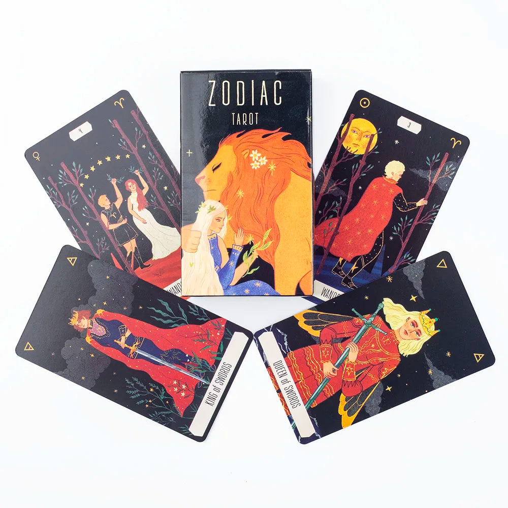 Zodiac Tarot – 78-Card Deck with 128-Page Guidebook, Divinatory Path Under the Stars for Family Gatherings & Board Games (10.3×6 cm)