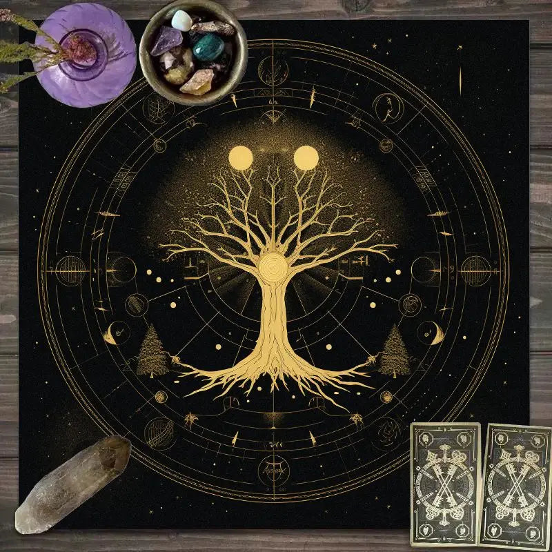 🃏 Sun & Moon Astrology Tarot Tablecloth – Celestial Witchy Altar Cloth for Tarot Readings, Divination & Mystic Home Decor YLB-676