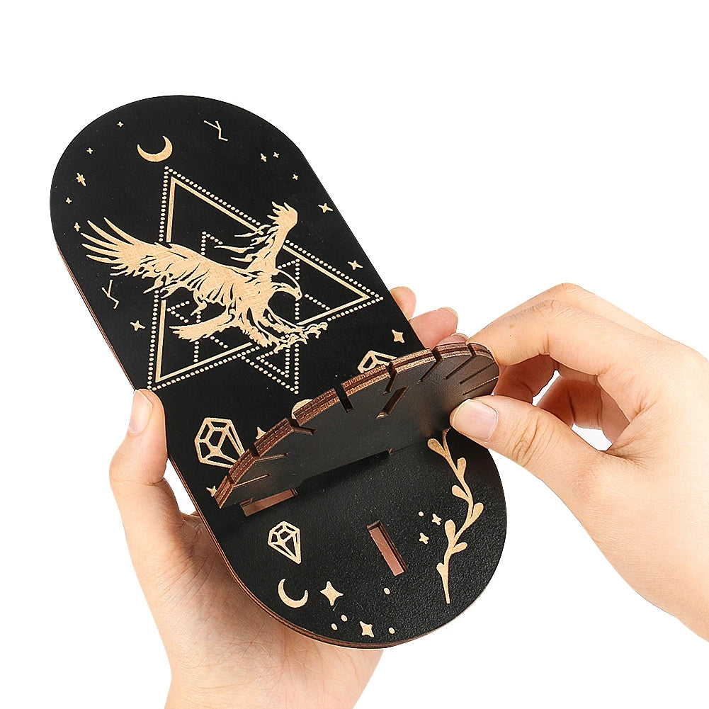 Boho Wooden Wall Bracket Floating Shelf – Hand-Carved Crystal & Candle Holder Display Stand for Spiritual and Decorative Use