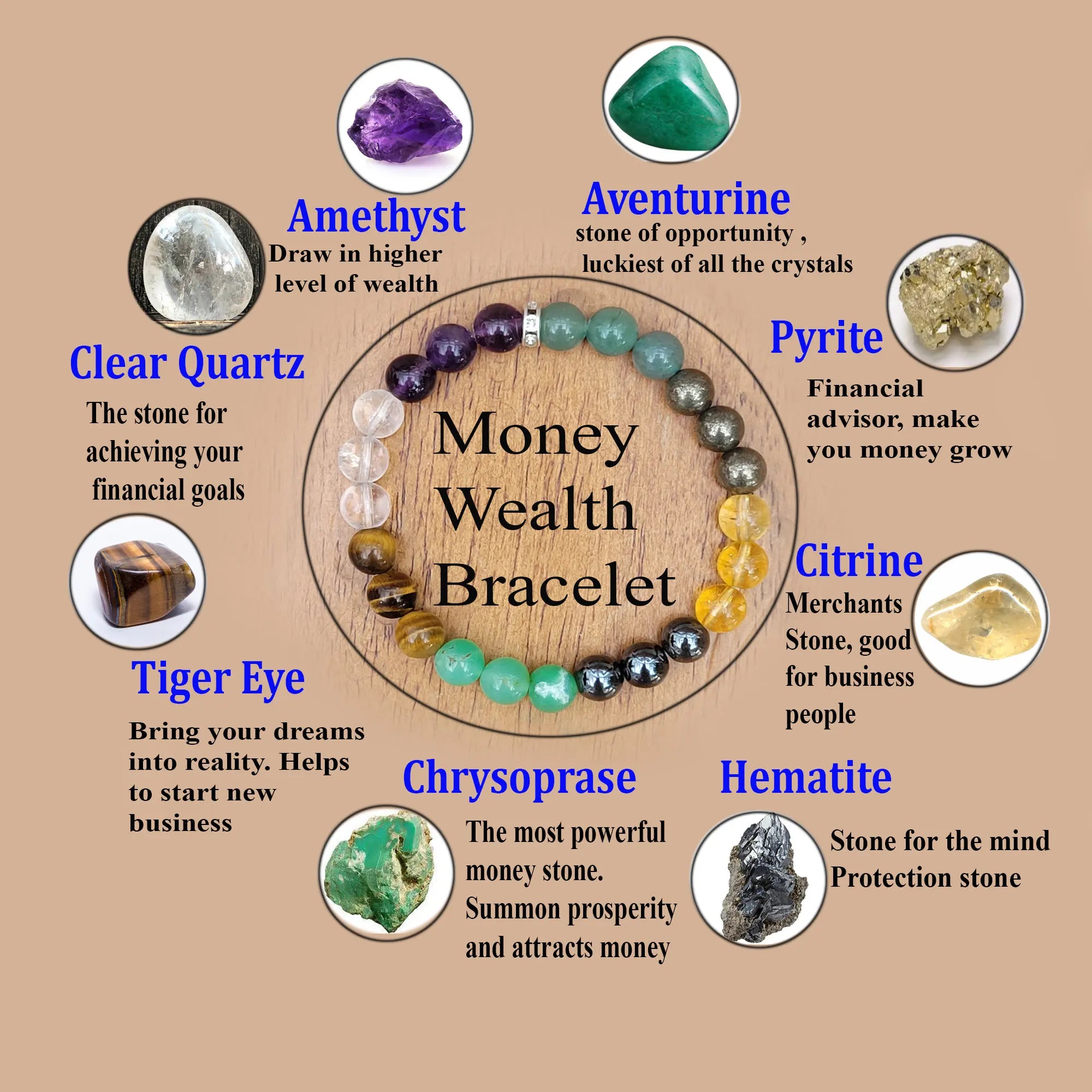 ✨ Money Wealth Bracelet – Vibrant 8-Color Beaded Elastic Bracelet for Prosperity and Style