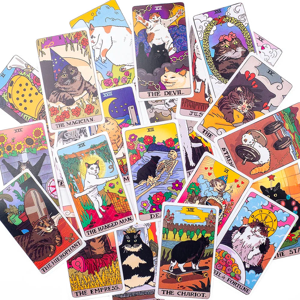 Cat Meme Tarot Deck – 22 Major Arcana Funny Witchy Cat Cards for Divination & Family Fun