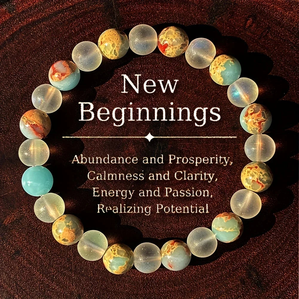 ✨ Natural Stone Symbolic Beaded Bracelet – Unisex Anxiety Relief, Protection, Money Attraction & Spiritual Inner Self-Love Jewelry New beginnings