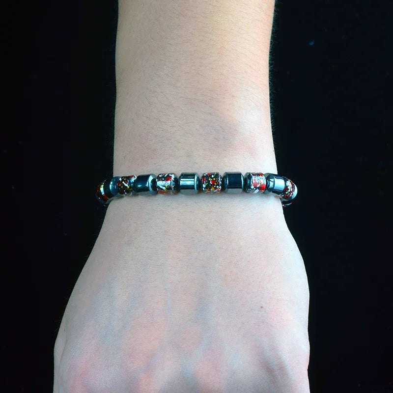 ✨ Bohemian Therapeutic Magnetic Hematite Bracelet – Homme Body Slimming & Weight Loss Health Care Jewelry – Couple Bangle Gift for Women