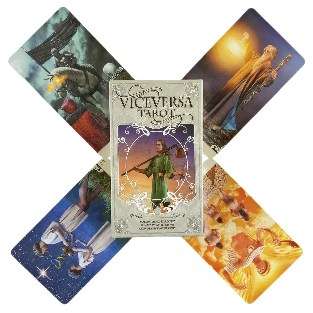 Viceversa Tarot Cards – 78-Card English Oracle Deck with Dual-Sided Art for Divination and Family Board Games