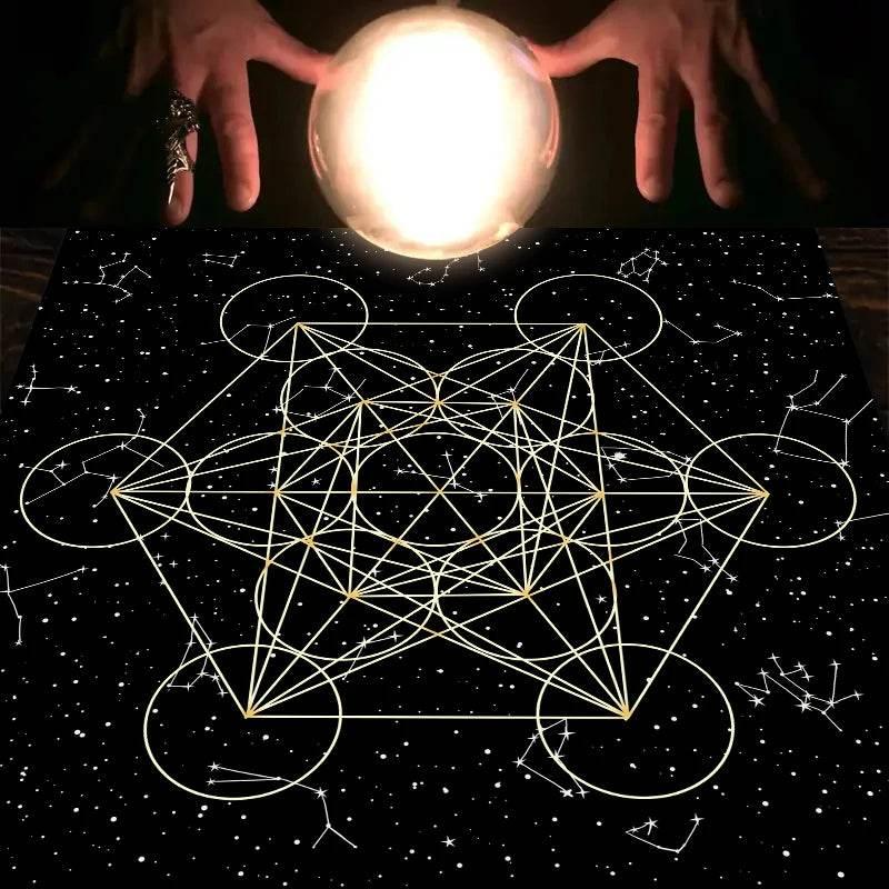 Moon Phase Tarot Card Tablecloth - Gold for Spiritual Readings and Rituals