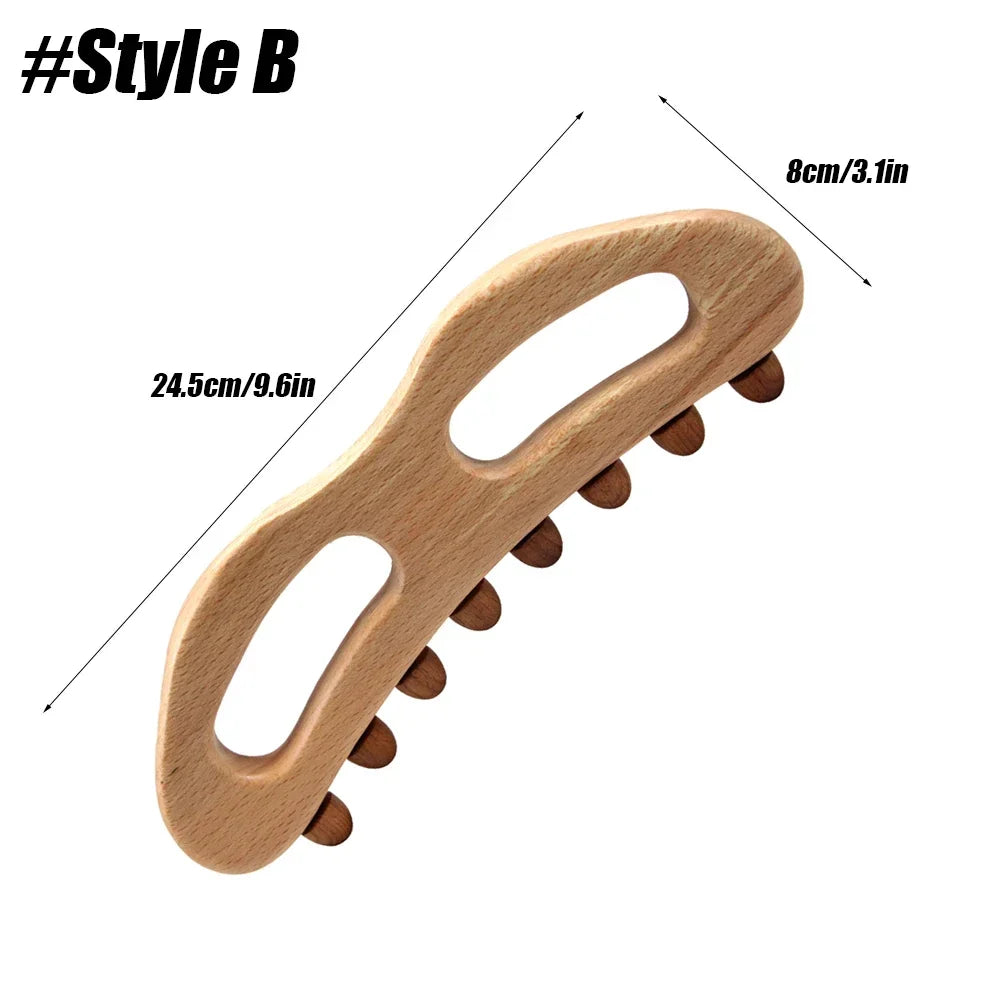 Wooden Trigger Point Massage Brush – Wood Therapy Tool for Cellulite Reduction, Lymphatic Drainage & Body Sculpting﻿ Style B