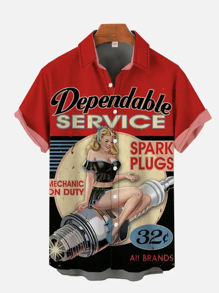 🎸 The Golden Era Edition: Premium Men’s 1970s-1980s Retro Pin-Up Hawaiian Shirt – High-Definition Vintage Poster Graphic, Classic Muscle Car & Cowgirl Aesthetic, Breathable Harajuku Streetwear, and Sophisticated Urban-Holiday Short-Sleeve (S-5XL)