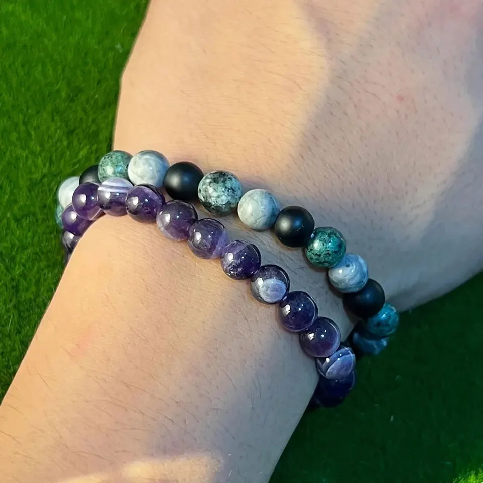 🌍 The "Pathfinder" Blessing Bracelet: African Turquoise & Map Stone Woven for Growth & Destiny