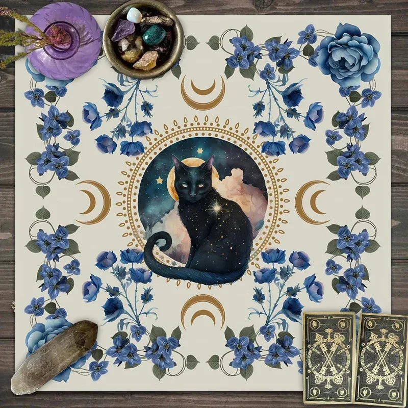 🃏 Mandala Tree of Life Tarot Tablecloth – Sea Velvet Square Butterfly Altar Cloth for Tarot Readings, Terrace Dining & Multi-Purpose Mystic Decor 028