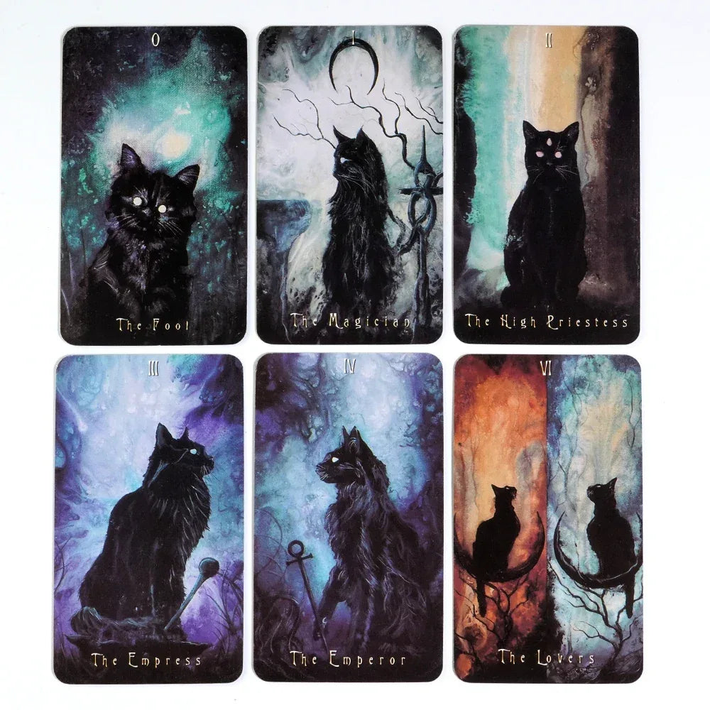 Haunted Cat Tarot Deck – 78-Card Deck with Surreal Fantasy Feline Art for Family Board Games and Parties