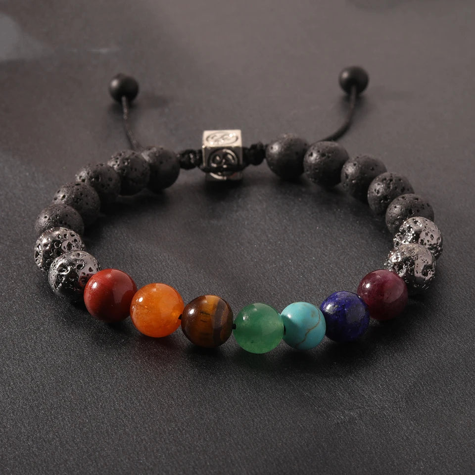 ✨ Healing Tiger Eye & Amethyst Gemstone 7 Chakra Beaded Bracelet – Yoga Stone Brazaletes Bangles for Women – Elegant Ladies’ Spiritual Jewelry