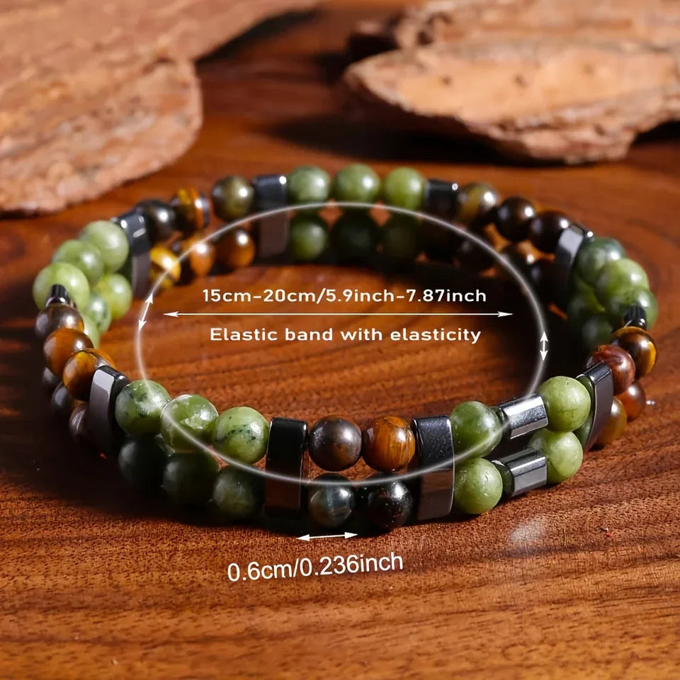 🐯🍀 The "Double Wealth Engine": Tiger Eye & Green Aventurine 2-Layer Prosperity Bracelet