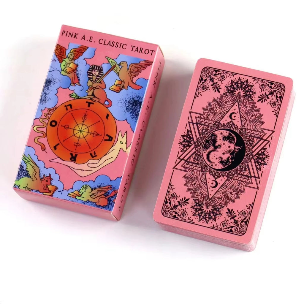 Pink A.E Classic Tarot Deck – 78 Cards English Edition for Beginners & Personal Use with Vibrant Design