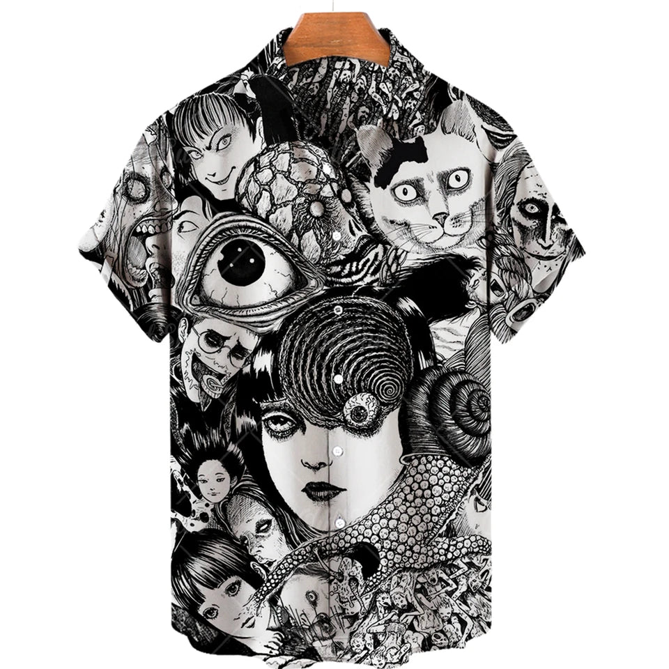 ✨ The Cinematic Nightmare Edition: Premium Men’s Horror Movie 3D Printed Shirt – High-Definition Slasher &amp; Supernatural Graphic, Designer Summer Hawaiian Fit, Breathable Quick-Dry Short-Sleeve, and Sophisticated Urban-Gothic