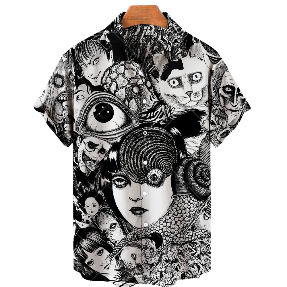 ✨ The Cinematic Nightmare Edition: Premium Men’s Horror Movie 3D Printed Shirt – High-Definition Slasher &amp; Supernatural Graphic, Designer Summer Hawaiian Fit, Breathable Quick-Dry Short-Sleeve, and Sophisticated Urban-Gothic ESYJXC1312