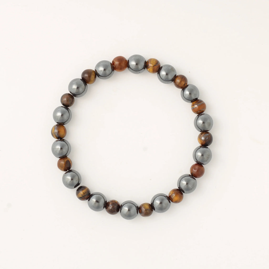✨ Elegant Winter Jewelry – Black and Yellow Tiger's Eye with Hematite Bead Bracelet – Perfect Gift for Husband for Daily Style