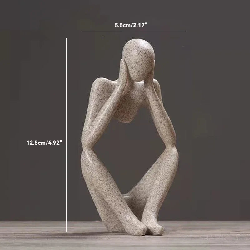 🧘‍♂️ Sand Color The Thinker Abstract Statue – Nordic Style Yoga Figurine for Living Room & Desk Decoration | Maison Home Décor | Free Shipping Sand color Small 3