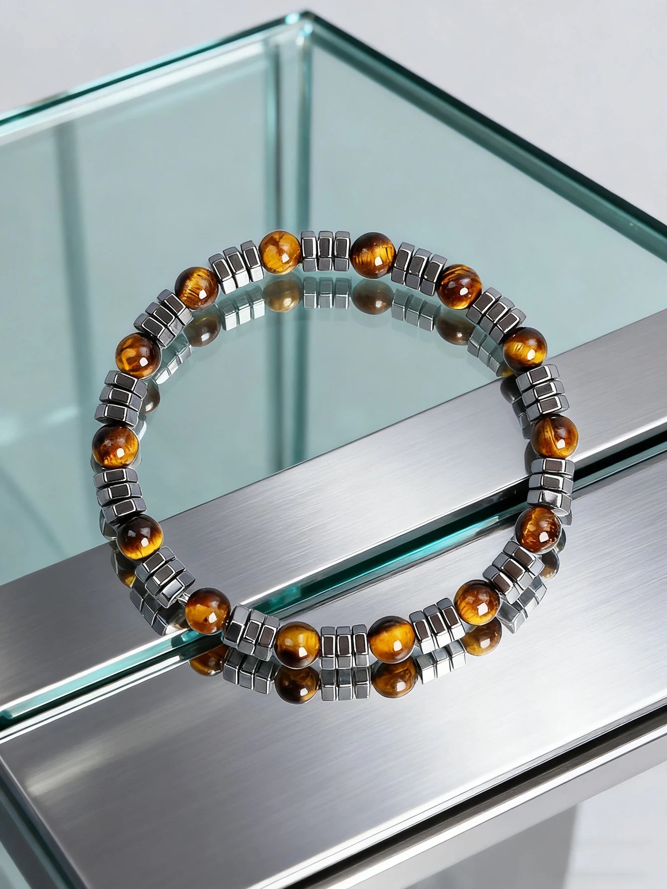 ✨ Hematite & Turquoise Bracelet – Geometric Irregular Natural Stone Beads – Strength, Confidence & Vigour Crystal Jewelry 8