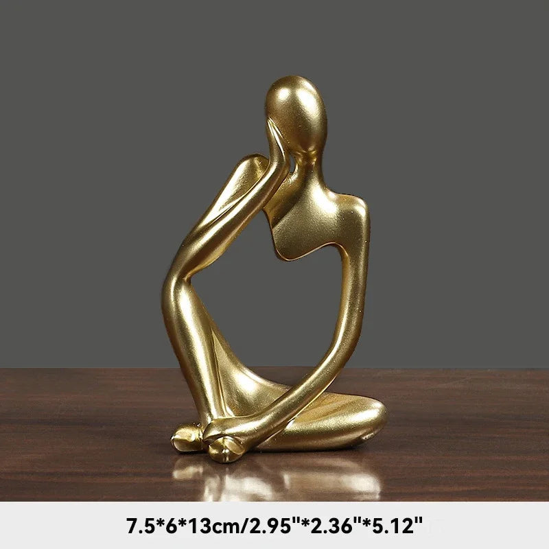 🧘‍♂️ Sand Color The Thinker Abstract Statue – Nordic Style Yoga Figurine for Living Room & Desk Decoration | Maison Home Décor | Free Shipping Golden 1