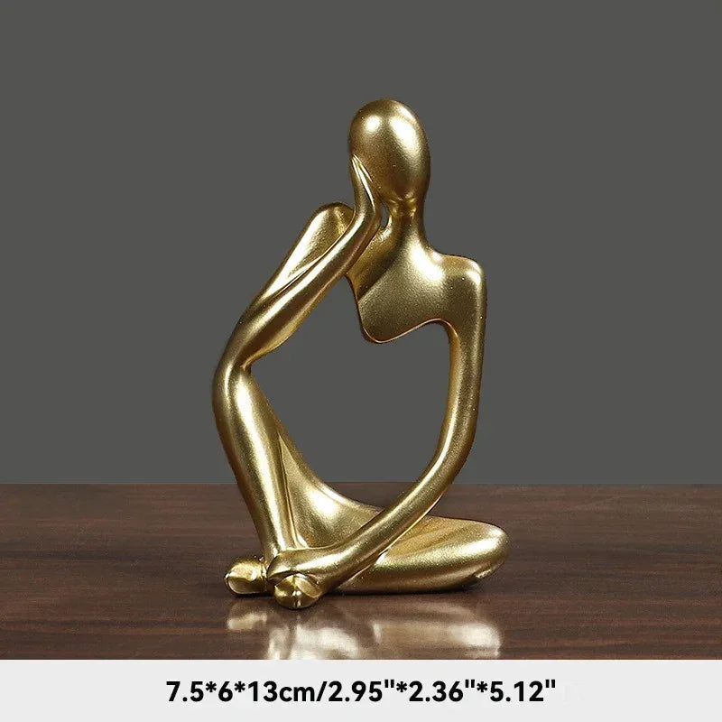 🧘‍♂️ Sand Color The Thinker Abstract Statue – Nordic Style Yoga Figurine for Living Room & Desk Decoration | Maison Home Décor | Free Shipping Golden 1