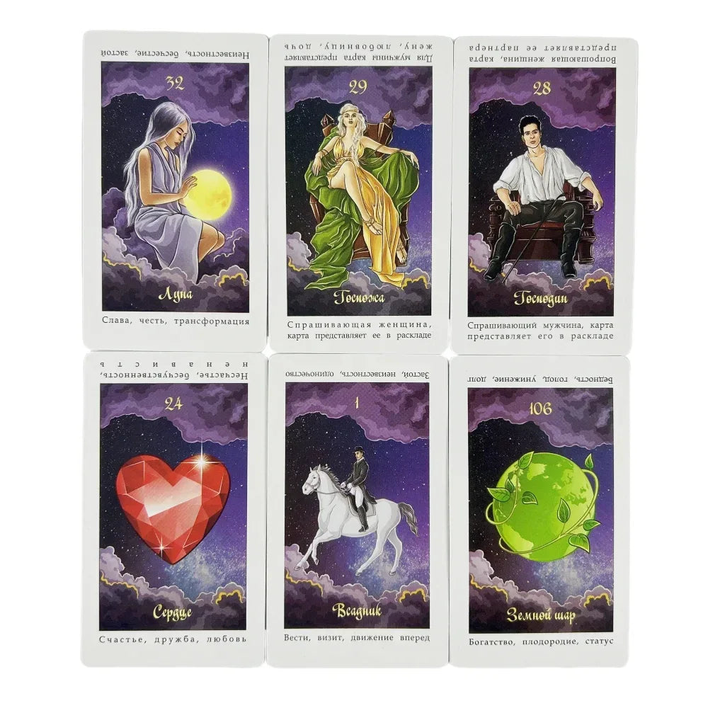 Tarot Oracle Deck - Neliotype Russian Educational 108-Card Set for Divination, Visions, and Interactive Play