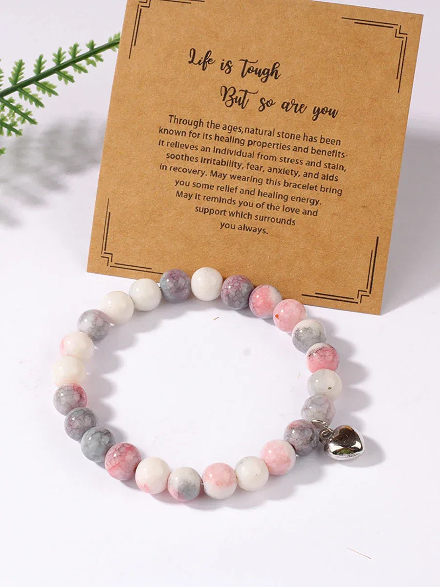✨ Inspirational Spiritual Jewelry Bracelet – Heart Lover Gift for Wife & Daughter – Elegant Empowerment with “Life is Tough, You Are Awesome” Letter Card