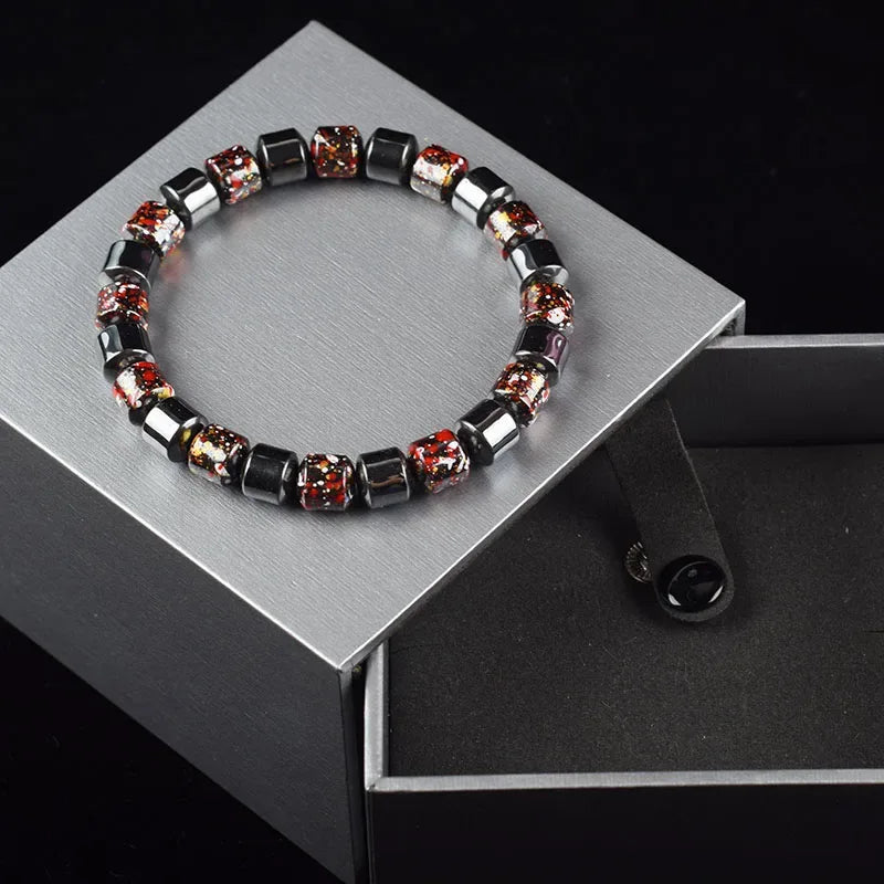 ✨ Bohemian Therapeutic Magnetic Hematite Bracelet – Homme Body Slimming & Weight Loss Health Care Jewelry – Couple Bangle Gift for Women
