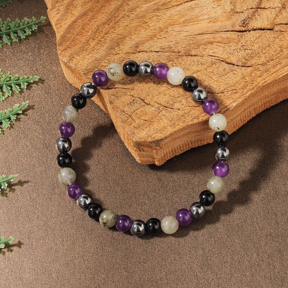 🍂 The "Autumn Luxe" Color-Block Bracelet: Natural Light-Refracting Spectrolite & Earth Stones (Unisex)