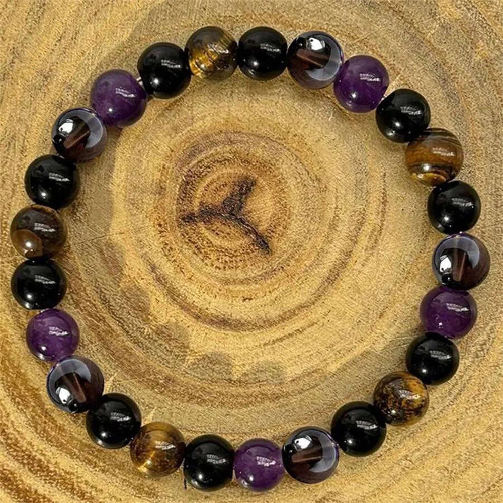 🐅 Vintage Natural Stone Tiger’s Eye Beaded Bracelet – Unisex Glass Beaded Jewelry | Birthday & Christmas Gift for Friends | Daily Outfit Essential
