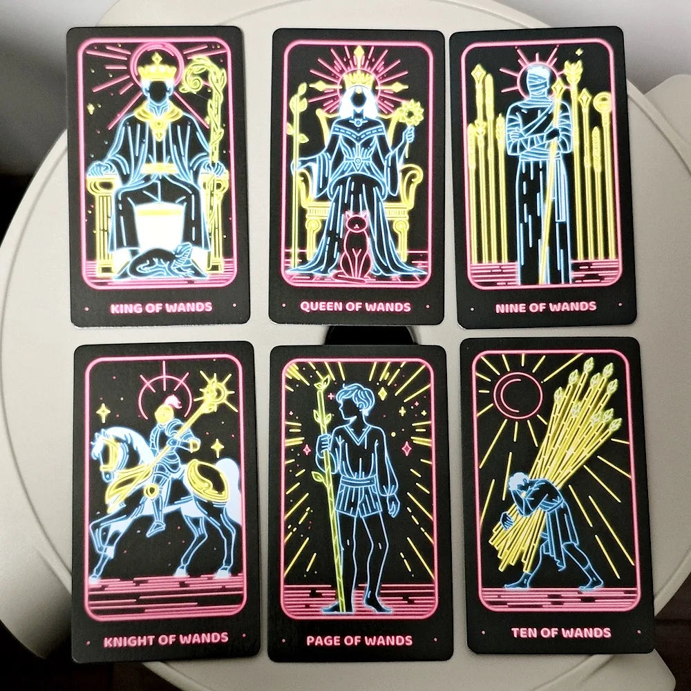 ⚡ Simple Modern Minimalist Neon-Inspired Tarot Deck – 78 Cards Rider-Waite System | For Beginners & Professionals