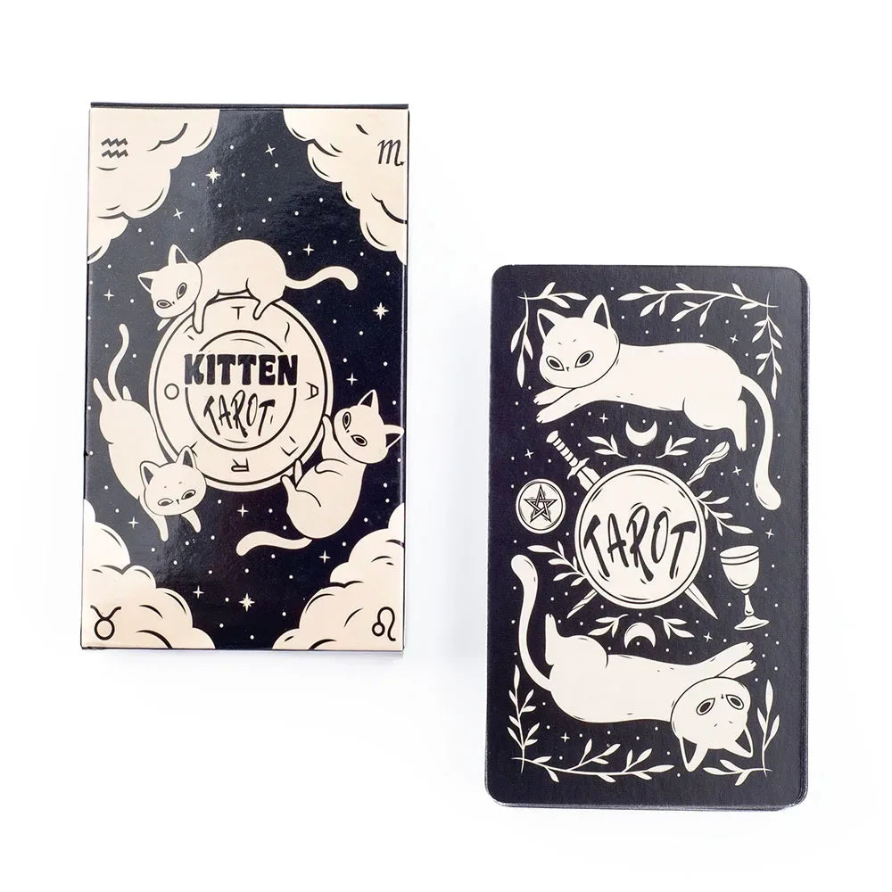 Kitten Tarot Oracle Cards – 78-Card English Deck for Fate Divination, Leisure Entertainment, and Family Gathering Board Games