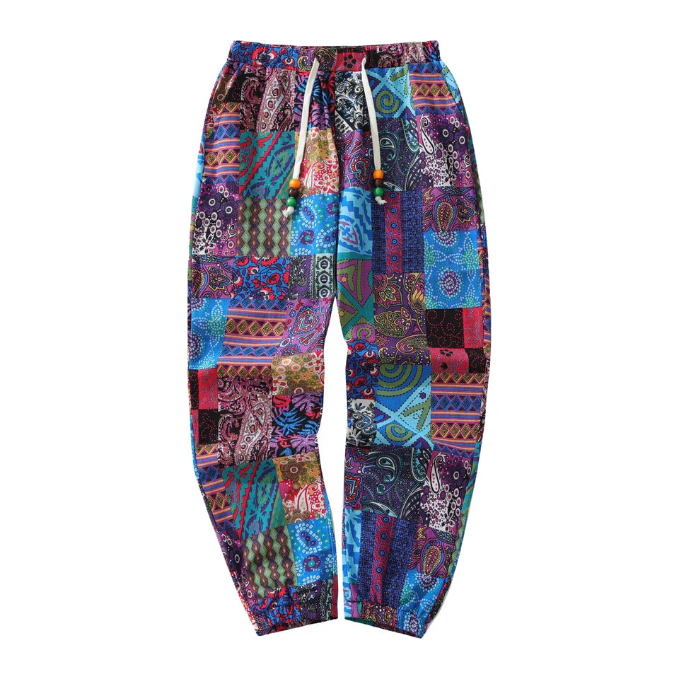 ✨ The Euro-Heritage Paisley Linen Trousers: Premium Men's Cotton-Linen Blend Casual Pants – Featuring Intricate 3D Paisley Graphics, Mid-Waist Drawstring, and Tailored Comfort for Spring/Autumn Seasons