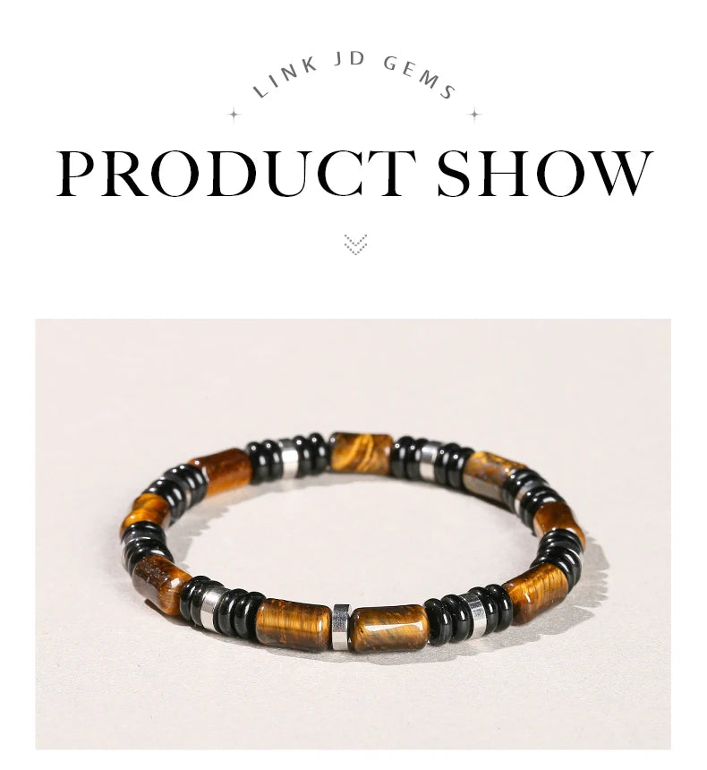 🐯 Natural Yellow Tiger Eye Tube Bracelet: Modern Cylinder Stone Bangle with Stainless Steel – Wealth, Confidence & Energy Jewelry for Men & Women