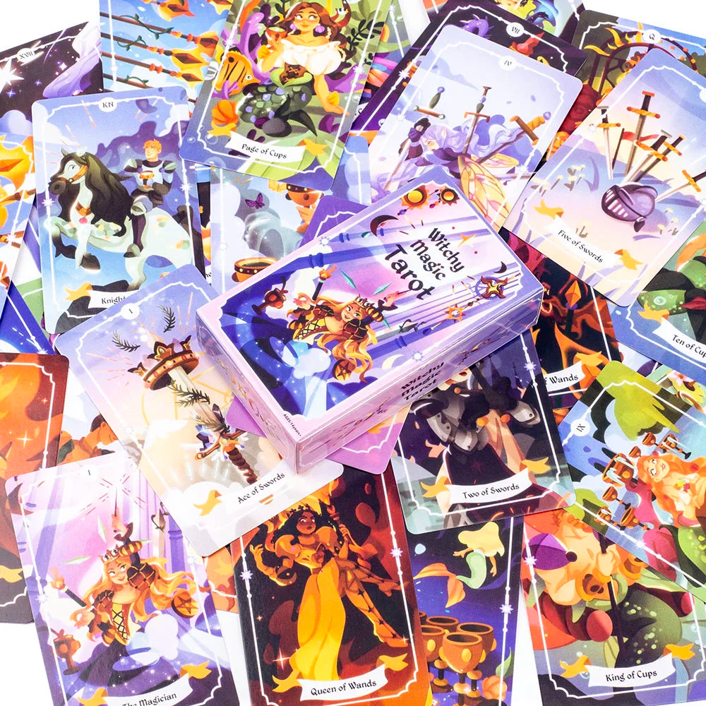 🃏 Witchy Magic Tarot Deck – A 78-Card Deck with Magical and Charming Illustrations for Divination and Board Games