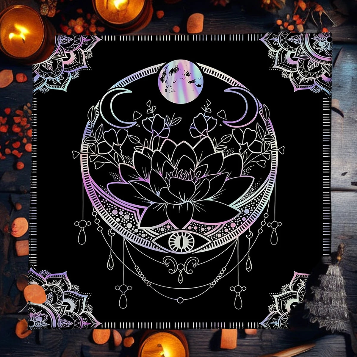 🧿Mystical Sun & Moon Phoenix Tarot Tablecloth – Ice and Fire Phoenix Altar Cloth for Powerful Tarot Readings, Witchcraft & Celestial Home Decor TLB (422)