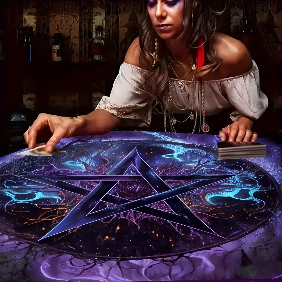 🃏VIKAMA Astrology & Witch Tarot Tablecloth – Celestial Altar Cloth for Home Decor, Christmas, Halloween & Thanksgiving Ritual Decoration